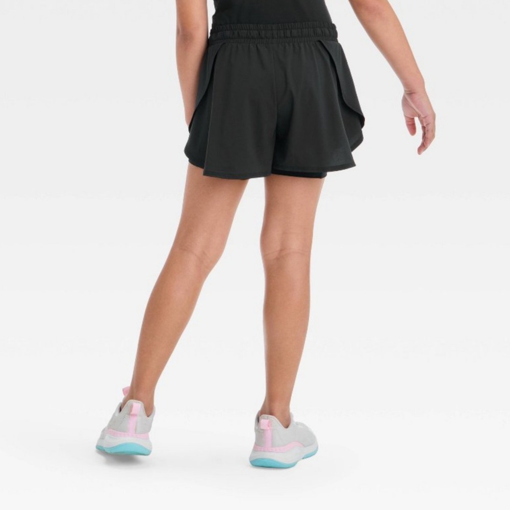 Girls Flowy Shorts All in Motion Black Lightweight Adj Waist NWT L (10/12) - Picture 3 of 4